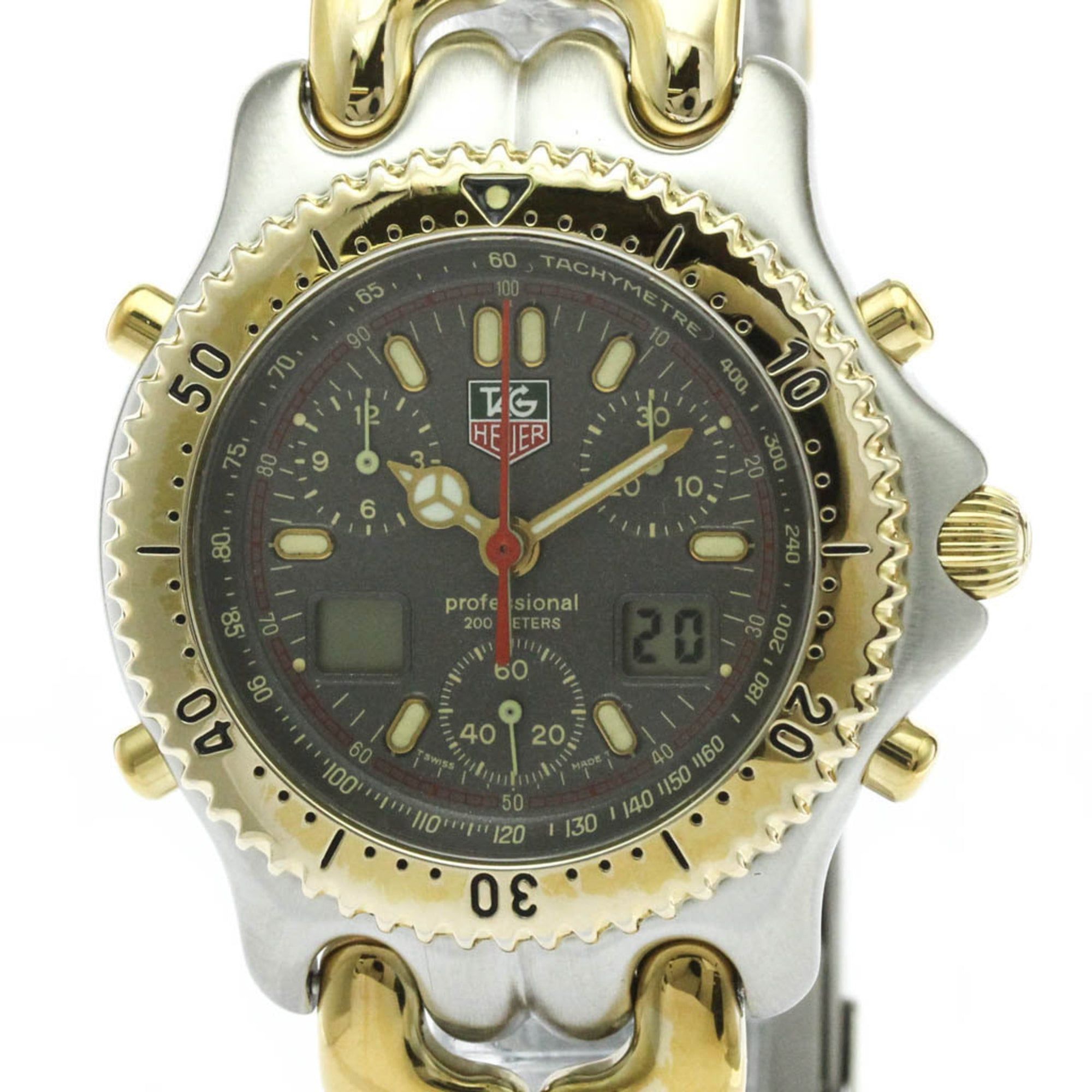 TAG HEUER Sel Chronograph Gold Plated Steel Mens Watch CG1122 Polished