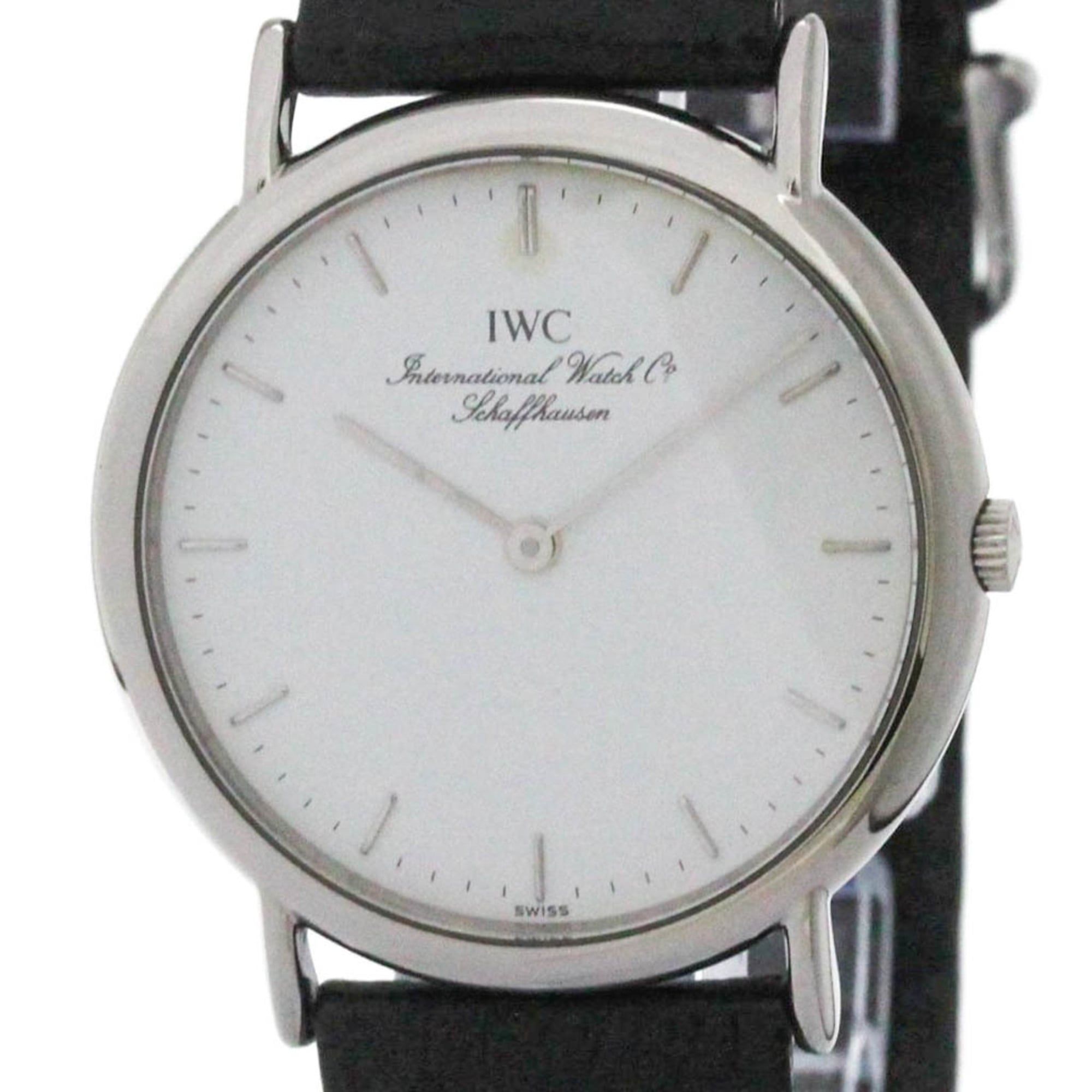 IWC Portofino Steel Leather Quartz Mens Watch IW334105 Polished