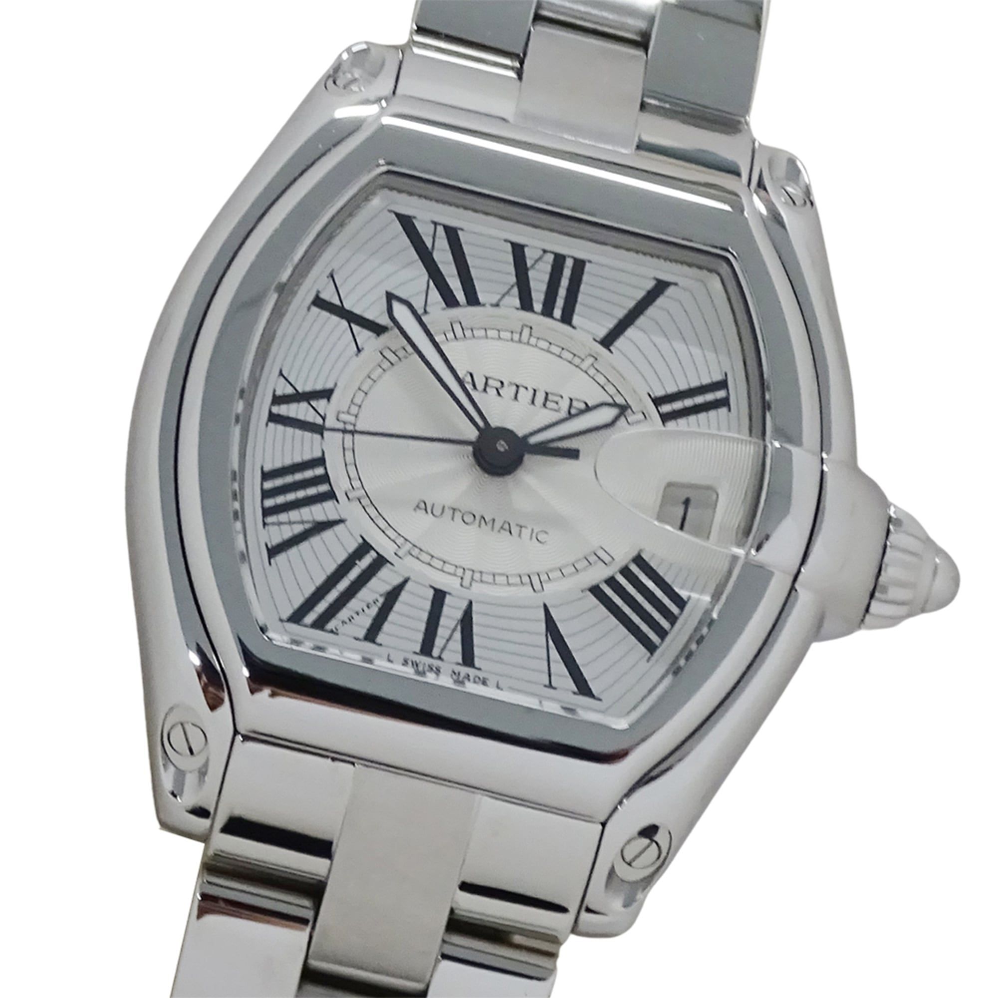 Cartier Men's Roadster LM Watch with Date Display, Automatic Movement, Stainless Steel Case, W62025V