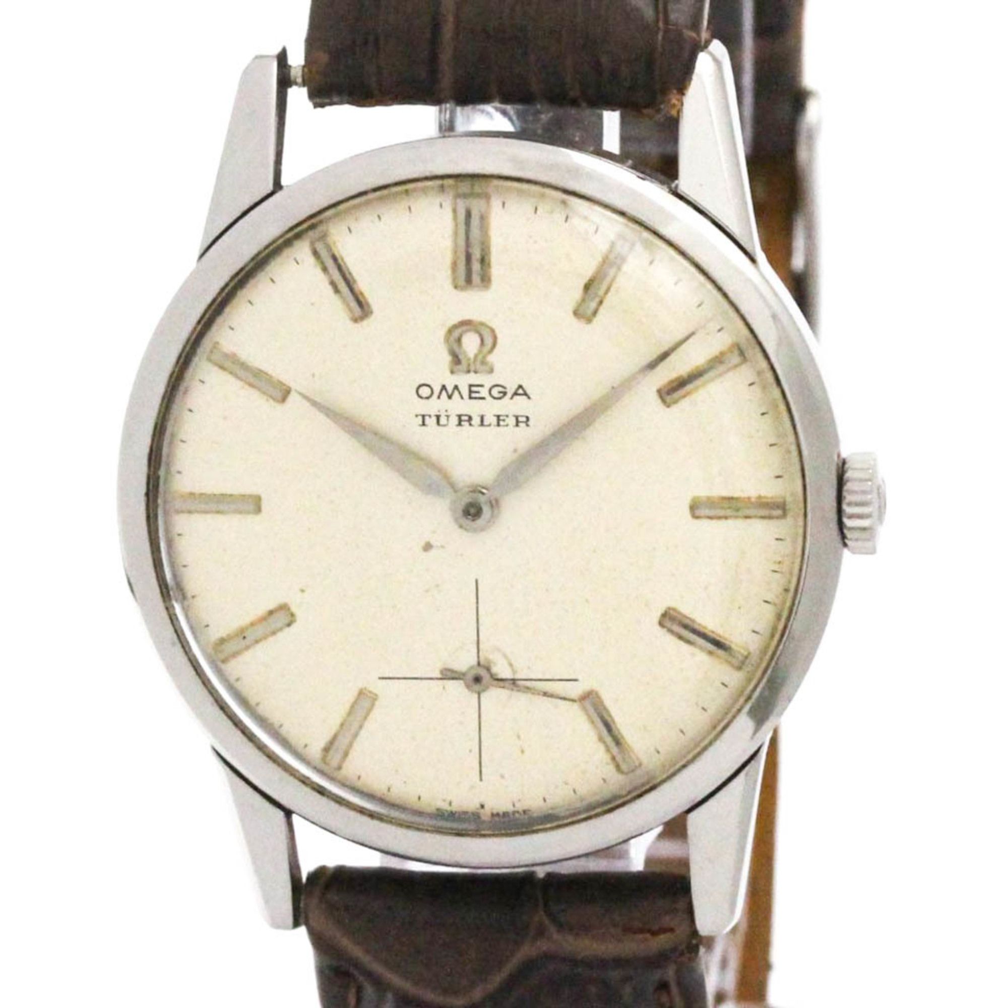 OMEGA Cal.268 Stainless Steel Hand-Winding Mens Watch 14713 Vintage