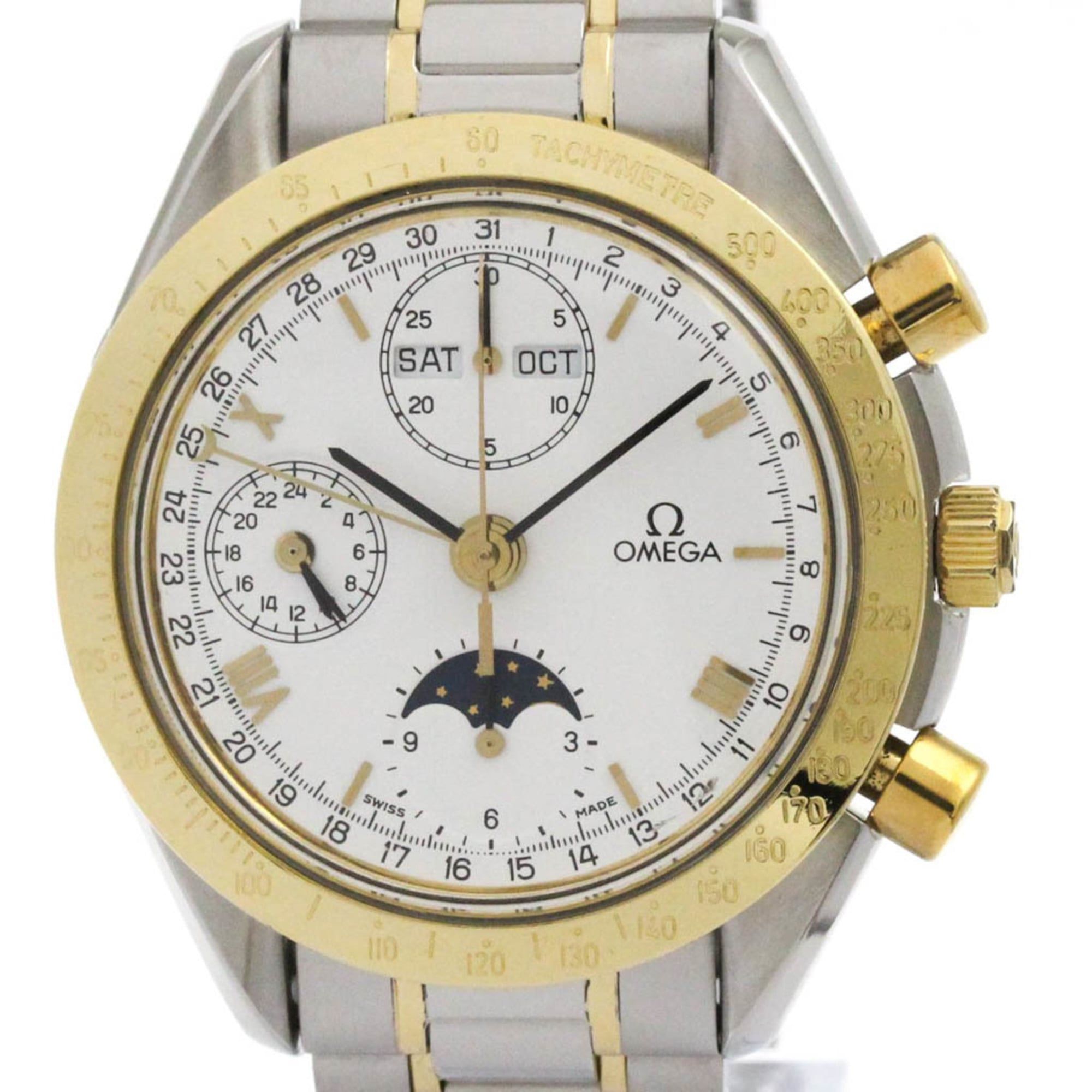 OMEGA Speedmaster Triple Date Moonphase 18K Gold Watch Polished