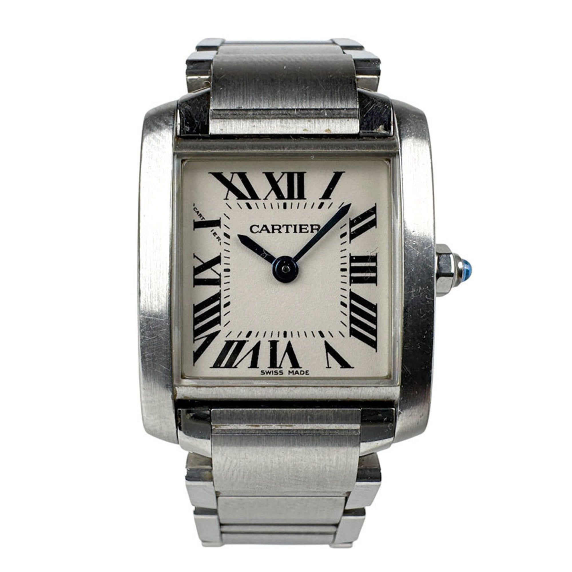 CARTIER Watch Tank Francaise SM Stainless Steel Silver x White Women's Quartz