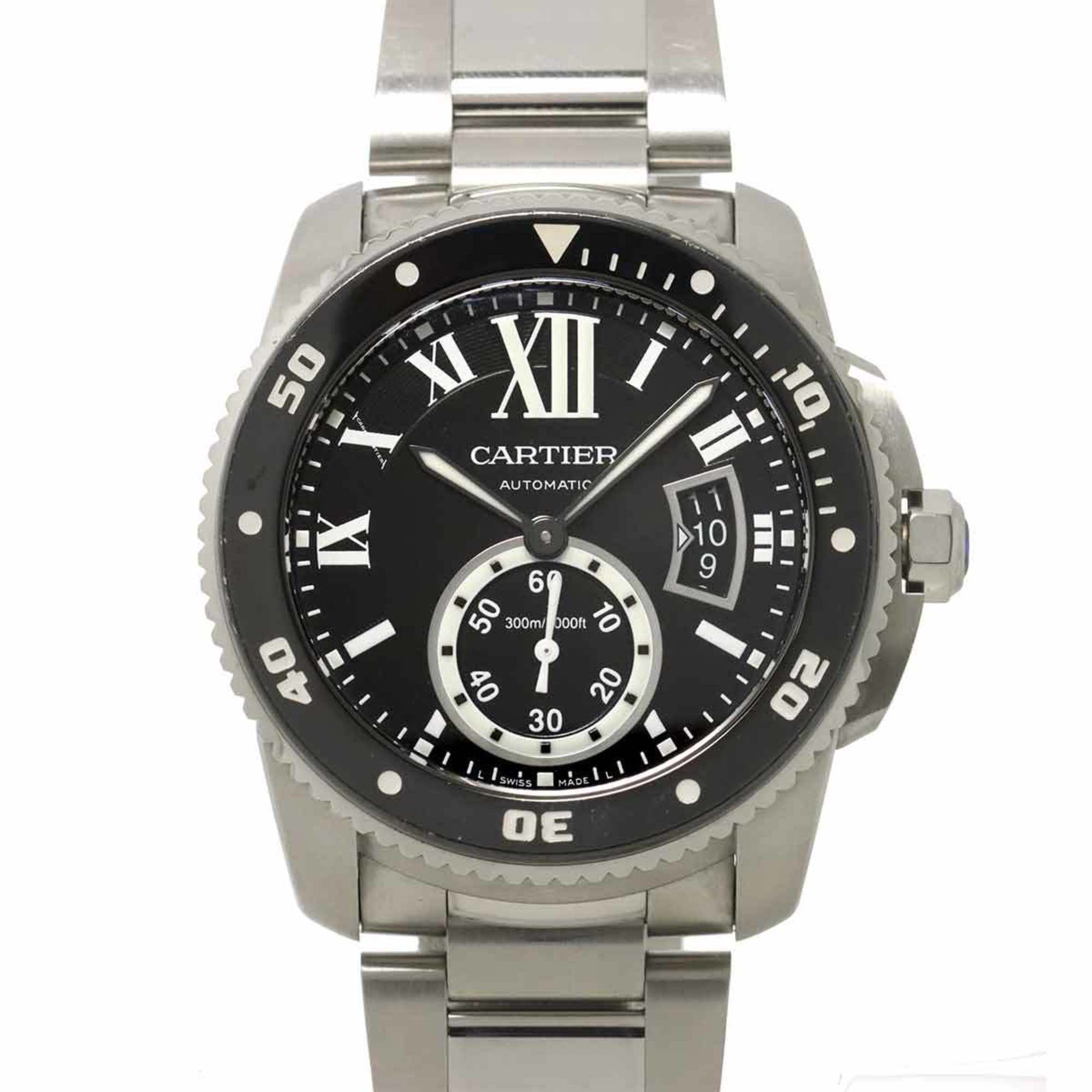 Cartier Calibre de Diver W7100057 Men's Watch with Date Display, Black, Automatic Movement