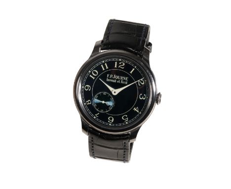 "F. P. JOURNE: A CHRONOMETER BLEU TANTALUM GENTLEMAN'S WRISTWATCH with 18ct rose gold manual wind movement, the blue lacquere