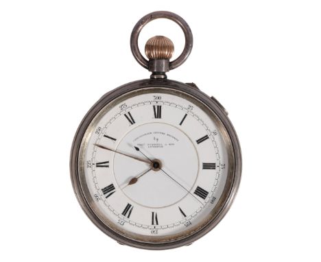 THOMAS RUSSELL &amp; SON OF LIVERPOOL: A SILVER OPEN FACE GENTLEMAN'S POCKET WATCH with keyless wind movement, white enamel d