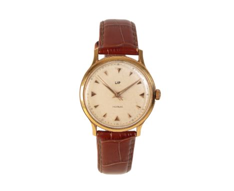 LIP: A GOLD CAPPED &amp; STAINLESS STEEL GENTLEMAN'S WRISTWATCH with manual wind movement, the silver dial with gold baton nu