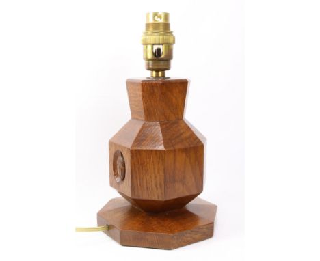 'Acornman' oak table lamp by Alan Grainger of Brandsby, H17cm (excluding fitting)   Condition Report   Click here for further