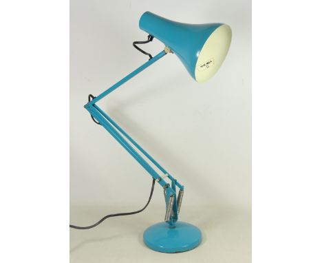 1970's blue anglepoise lamp, circular base 60w max   Condition Report   Click here for further images, condition, auction tim