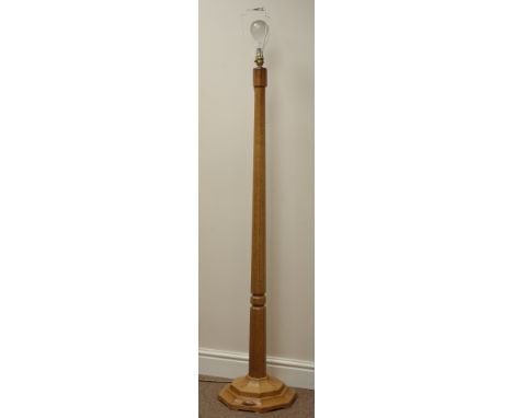 'Mouseman' oak standard lamp with stepped octagonal base, by Robert Thompson of Kilburn, H138cm (excluding fitting)   Conditi