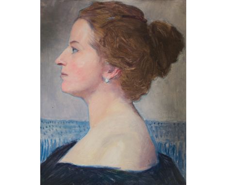  Ernst Stöhr Porträt Friedericke Stöhr im Profil (Frau des Malers), 1904 Öl auf Karton, 41 x 31,5 cm Signiert und datiert rec