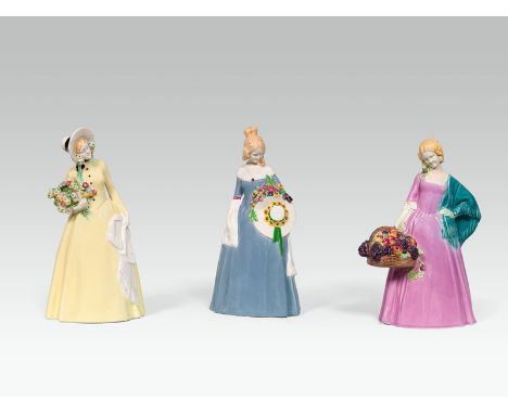  Johanna Meier-Michel 3 Jahreszeiten-Figuren, Wiener kunstkeramische Werkstätte, um 1913 Keramik, heller Scherben, farbig sta