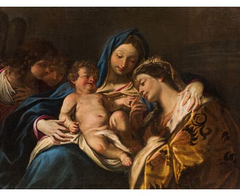  Domenico Maria Canuti Die mystische Vermählung der Hl. Katharina, um 1670 Öl auf Leinwand, 111 x 145 cm Rückseitig Wachssieg