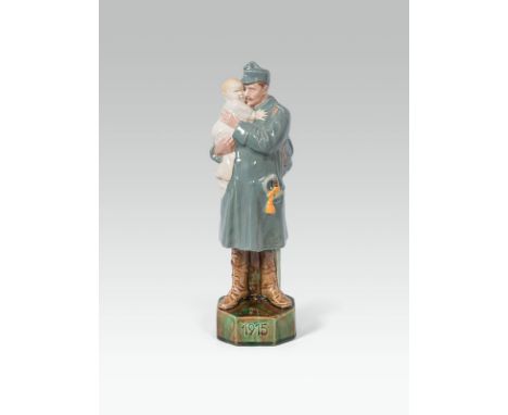  Soldat mit Kind, Wiener kunstkeramische Werkstätte, 1915 Keramik, heller Scherben, farbig staffiert, glasiert; am Sockel dat