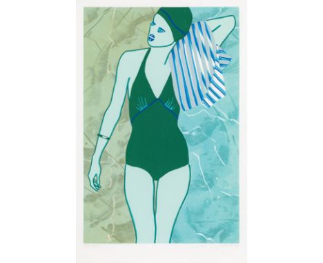  Kiki Kogelnik* Bathing in green, 1978 Serigraphie; gerahmt, 101,5 x 66 cm (Blattmaß) Signiert, datiert, bezeichnet und numme