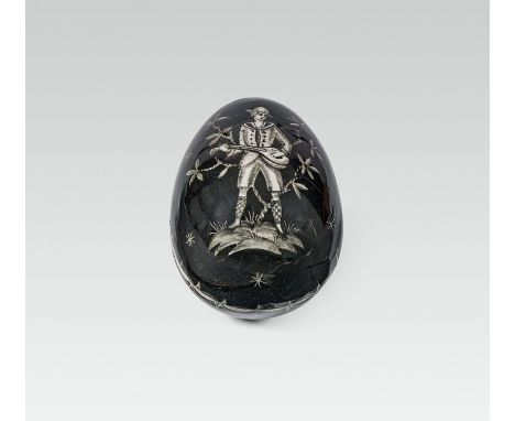  Ei-Dose, Wiener Werkstätte/Gmundner Keramik zugeschrieben, um 1925 Keramik, heller Scherben, schwarz und weiß glasiert; abne