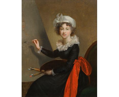  Marie Louise Elisabeth Vigée Lebrun Nachfolger Bildnis der Künstlerin vor der Staffelei Öl auf Leinwand, 23 x 18 cm Dorotheu