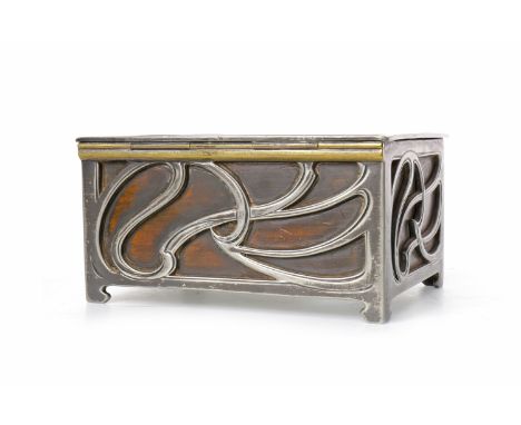 WMF SILVER PLATED TRINKET BOXmakers mark to base, circa 1900, of Art Nouveau design, the cedar ground within a case of engrav