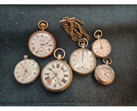A group of six silver and metal pocket watches, two stamped 925 