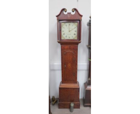 A Georgian mahogany shell inlay longcase clock by Josh Willson, Stamford, with weight. 206cm high 