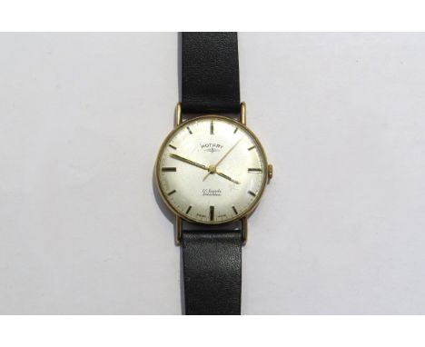 A gents 9ct gold cased Rotary 17 Jewel Incabloc manual wristwatch 