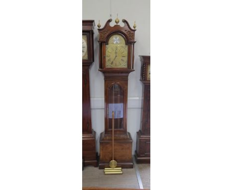 A modern Charles E Short Masterclock England ‘Tempus Omnia’ longcase clock, Roman numeral dial with outer seconds track, pier