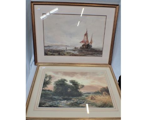 A VICTORIAN SEASCAPE, WATERCOLOUR and another watercolour
