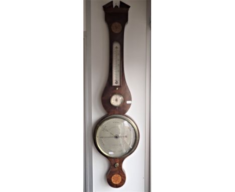 A WHEEL BAROMETER late 18th century style, by Roncetti of Bloomsbury