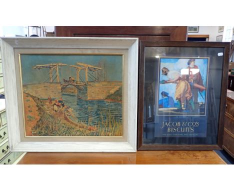 VAN GOGH COPY, OLEOGRAPH together with a  Biscuit Advert Print
