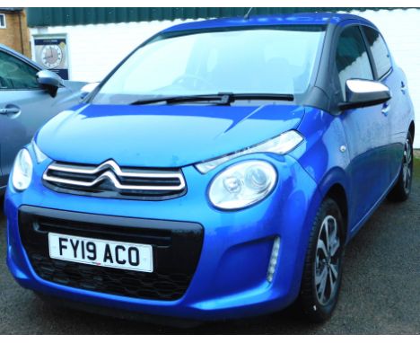 A Citroen C1 hatchback, 1.0 VTi 72 Flair 5dr ETG Registration FY19 ACO, only 103 miles recorded, blue, automatic, petrol, fir
