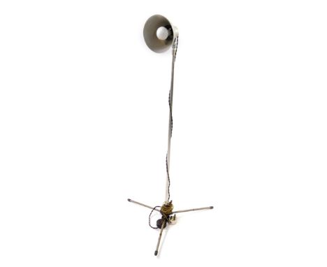 A Photax vintage studio lamp, raised on a tripod base, 114cm high.