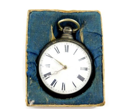 A George IV silver pair cased gentleman's pocket watch, by Thomas Vurley of Wisbeach, open faced, key wind, the circular enam