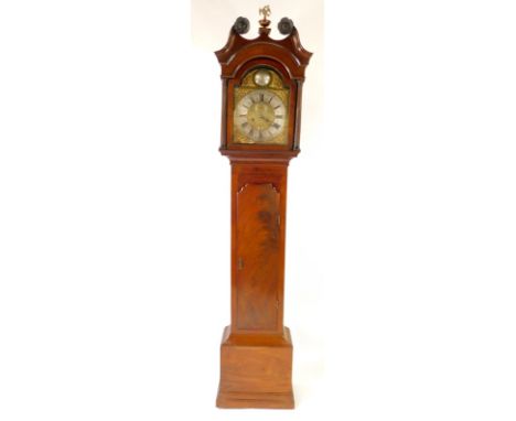 James Aickin of Corke. A George III Irish mahogany long case clock, the brass break arch dial with sea serpent and urn spandr