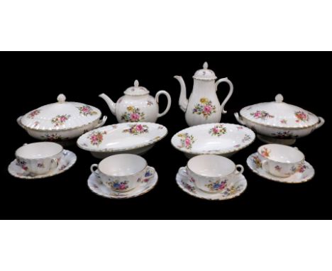 A group of Royal Worcester porcelain decorated in the Roanoke pattern, Z2827, comprising of a pair of vegetable tureens and c