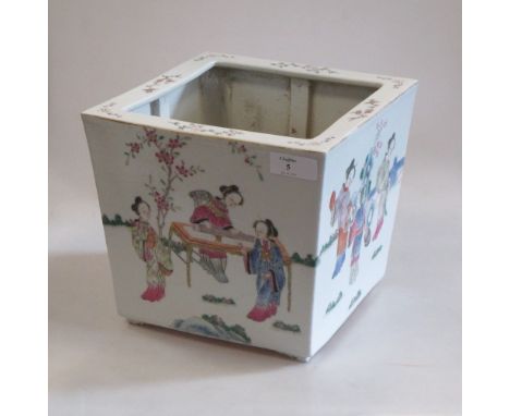 A Chinese famille rose square sectional planter, 18cm high  