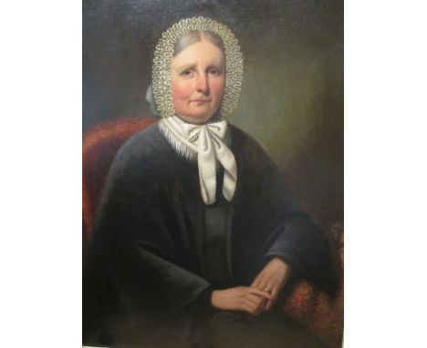 Mid 19th century English School, an oil portrait of a lady, 89 x 68.5cm  