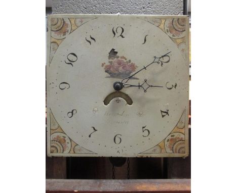 A 19th century and later oak cased longcase clock, with painted dial showing arabic numerals (adapted)  