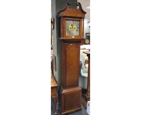 John Stokes, Walden, a brass dial Longcase Clock the eight day movement with silvered chapter ring having Roman numerals and 