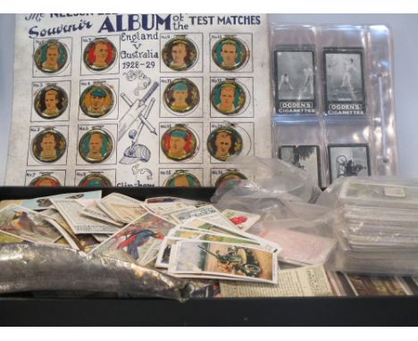 Nelson Lee Souvenir Album of Test Matches, England v. Australia 1928-29, with 16 tinplate portrait discs; also Ogdens and oth