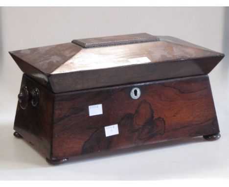 A Regency rosewood sarcophagus tea caddy  