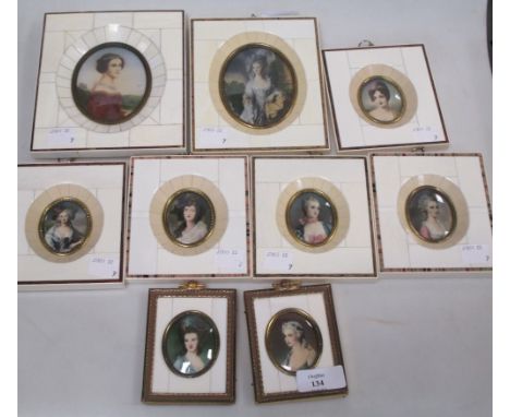 A collection of nine Italian miniature portrait studies in the 18th century style (9)  