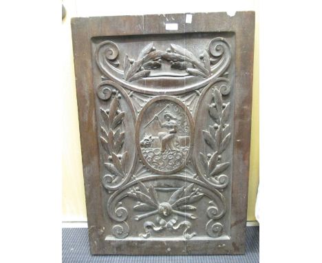 A carved walnut panel 82 x 56cm  