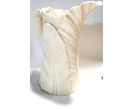 A Royal Worcester fern leaf jug, 1902, green printed factory mark, 21cm high