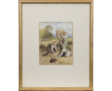 * FRED ROE (FREDERICK RUSHING ROE) (BRITISH 1864 - 1947),YOUNG GIRLS IN A FIELD and A BOY AND A GIRL PLAYING WITH A MODEL BOA