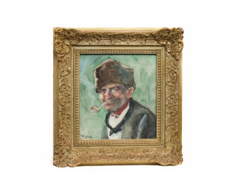 JAN WILLEM SLUITER (DUTCH 1873 - 1949),PORTRAIT OF A MAN WITH A PIPEwatercolour on paper, signed23.5cm x 21.5cmFramed and und