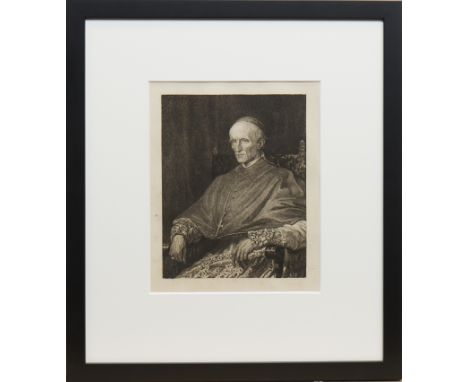 BRITISH SCHOOL,PORTRAIT OF CARDINALetching, signed indistinctly top left24cm x 19cmMounted, framed and under glass