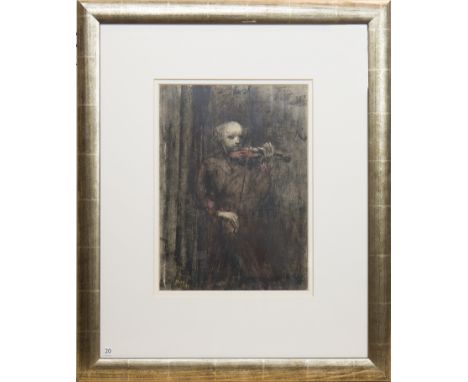 * EDMOND XAVIER KAPP (BRITISH 1890 - 1978),VIOLINISTcharcoal and watercolour, signed and dated '4134cm x 25cmMounted, framed 