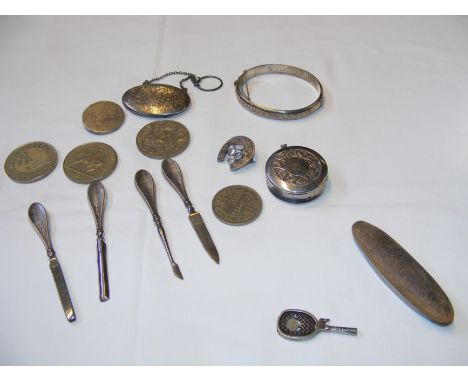 A selection of silver jewellery, bangle etc
