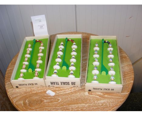 Three vintage Subbuteo table soccer football teams - Stoke City, Leicester and Huddersfield Town 