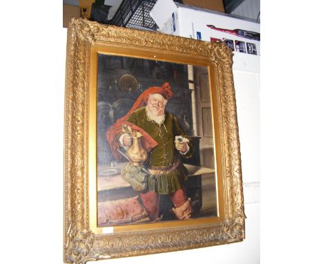 A 19th century oil on canvas portrait of Falstaff by R. Harding - 56cm x 50cm
