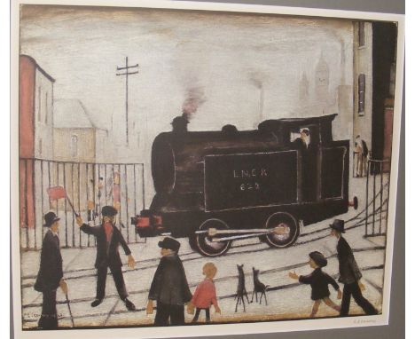 LAURENCE STEPHEN LOWRY - a lithograph entitled 'The Level Crossing' L.N.E.R - signed in pencil to the margin lower right - pu